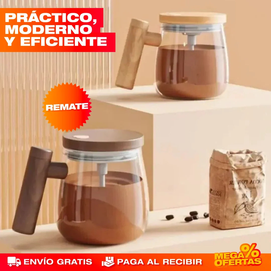 Mug Mezclador de Vidrio Recargable – Mezcla Perfecta en Segundos Sin Ensuciar