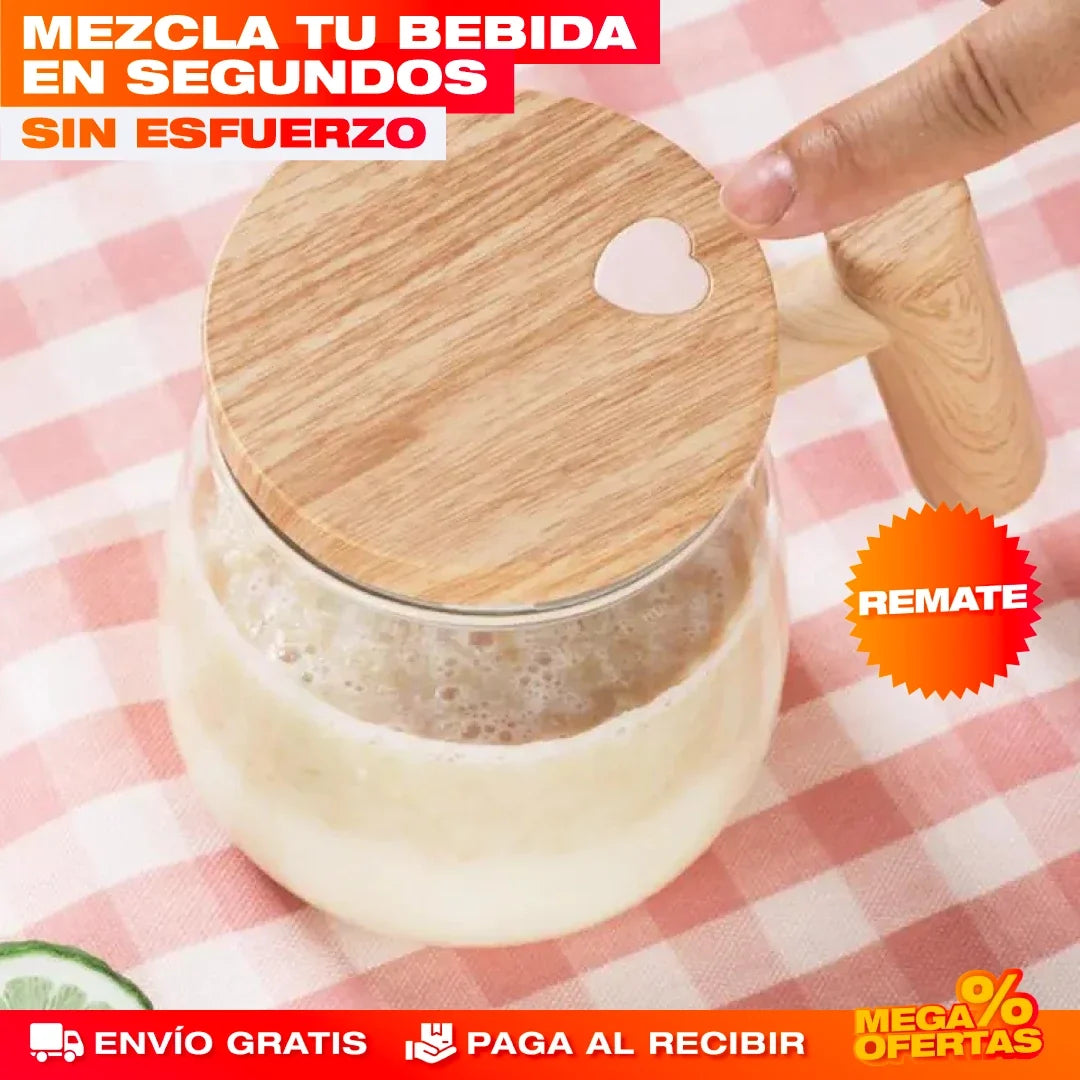 Mug Mezclador de Vidrio Recargable – Mezcla Perfecta en Segundos Sin Ensuciar